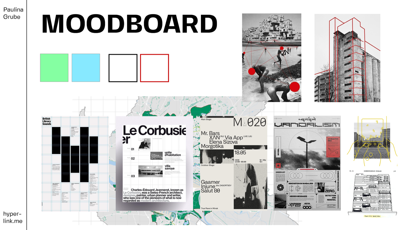Moodboard, Streetart, Architektur, Rastersysteme